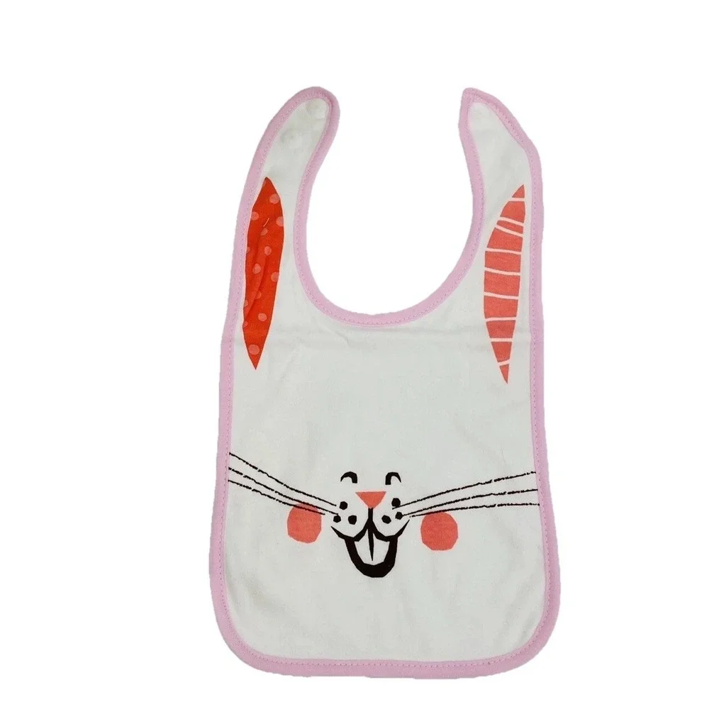 Baby Easter Bunny Hat & Bib Set Pink Rabbit Ears One Size NEW